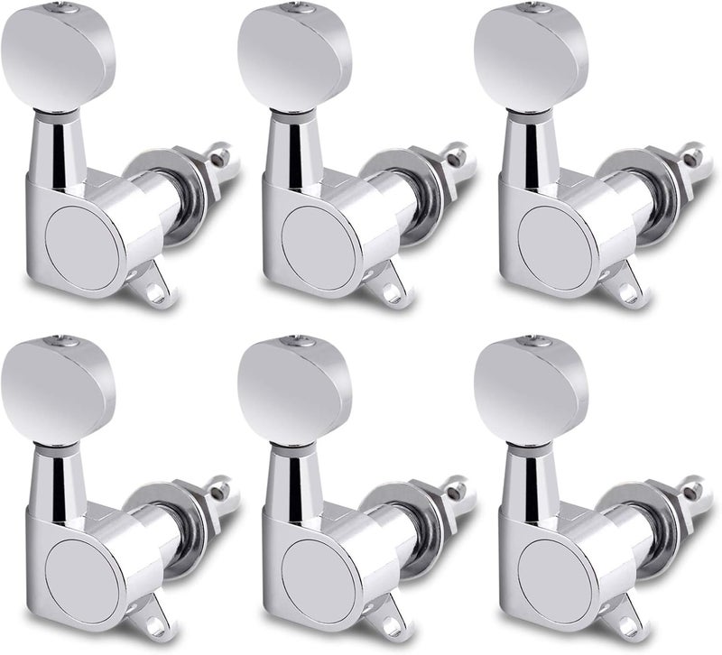 Holmer Guitar String Tuning Pegs Tuning Machines Sealed Machine Heads Grover Tuners Tuning Keys Oval Button 6 In Line for Right Handed Electric Guitar or Acoustic Guitar Chrome. - Image 1